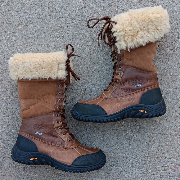 UGG Adirondack Tall Brown Leather Shearling Boots Womens Size 9 - Picture 6 of 11